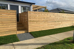 residential wooden fencing horizontal slats